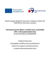 Bezplatné stravování - základní škola Žákovská