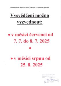 Oznámení - základní škola Žákovská