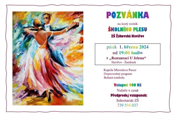 Pozvánka na školní ples - základní škola Žákovská