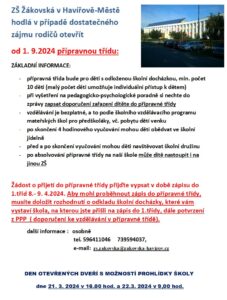 Zápis do 1. tříd - základní škola Žákovská