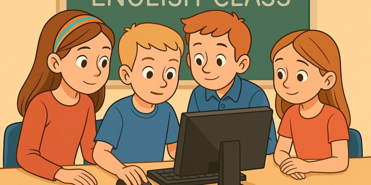 Collaboration Between 5th and 1st Graders in English Lesson - základní škola Žákovská