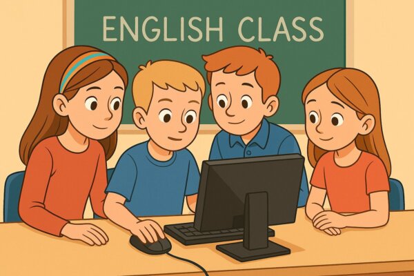 Collaboration Between 5th and 1st Graders in English Lesson - základní škola Žákovská